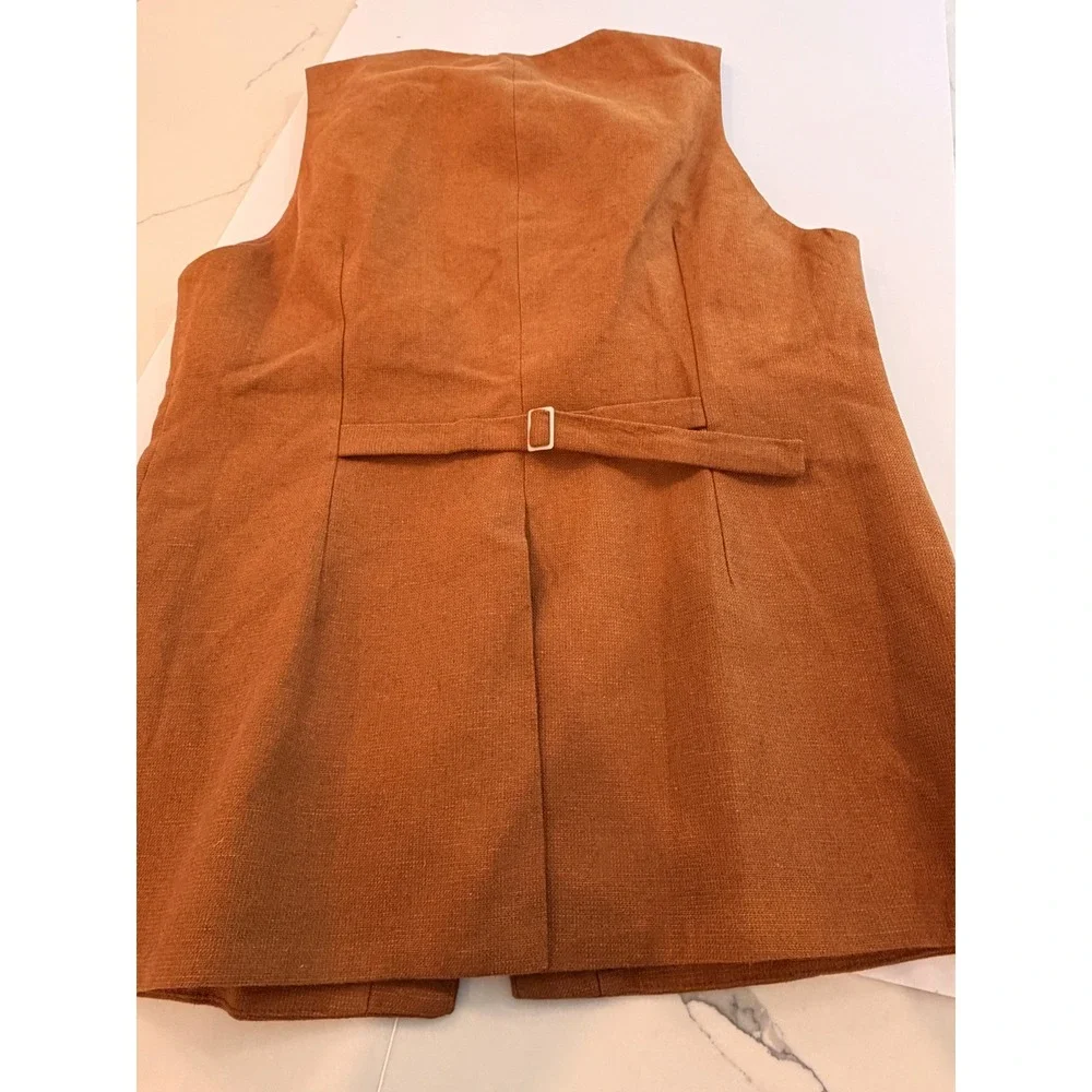 ASTR‎ The Label Womens Brown Asymmetrical Button Front Vest ACT18865 NWT Size L